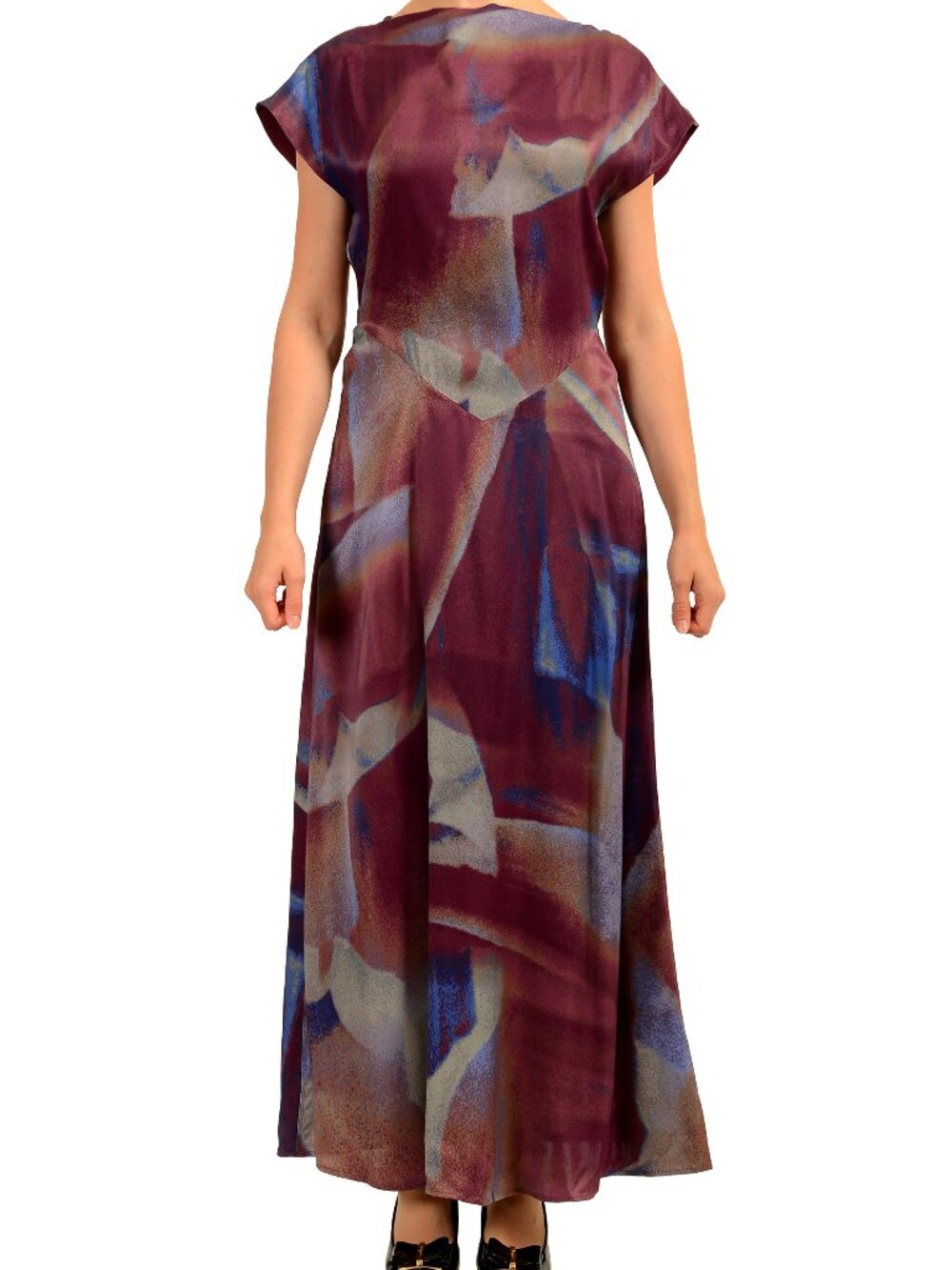 Hugo Boss Women's "Davati" Multi-Color Short Sleeve Long Dress US S IT 40